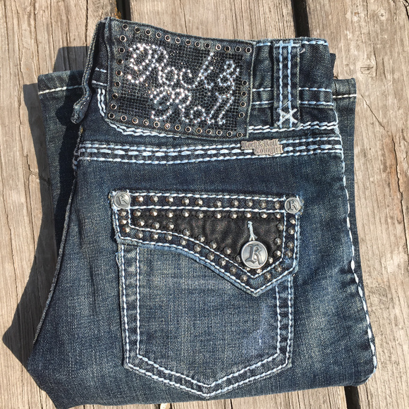 EUC Rock & Roll Cowgirl Silver Bling LowRise 25/34 - Picture 2 of 8